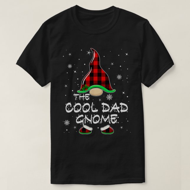 The Cool Dad Gnome Buffalo Plaid Matching Family C T-Shirt (Design Front)