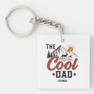 The Cool Dad – Rustic Mountain and Deer Design Keychain