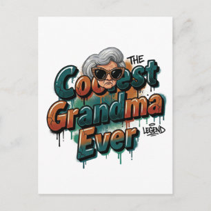 The Coolest Grandma Ever Cool Cartoon Graffiti Postcard
