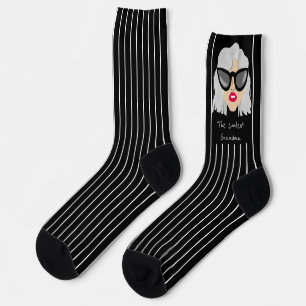 The Coolest Grandma with Glasses Custom Name Socks