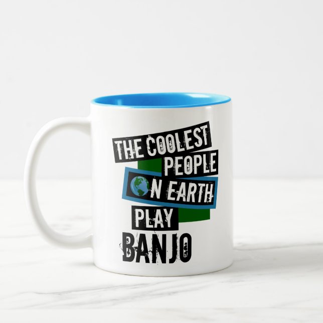 The Coolest People on Earth Play Banjo Two-Tone Coffee Mug (Left)