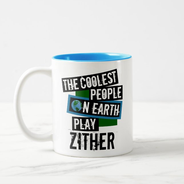 The Coolest People on Earth Play Zither Two-Tone Coffee Mug (Left)