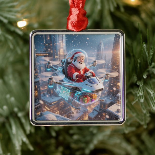 The Coolest Sci-Fi Santa Metal Ornament (Tree)