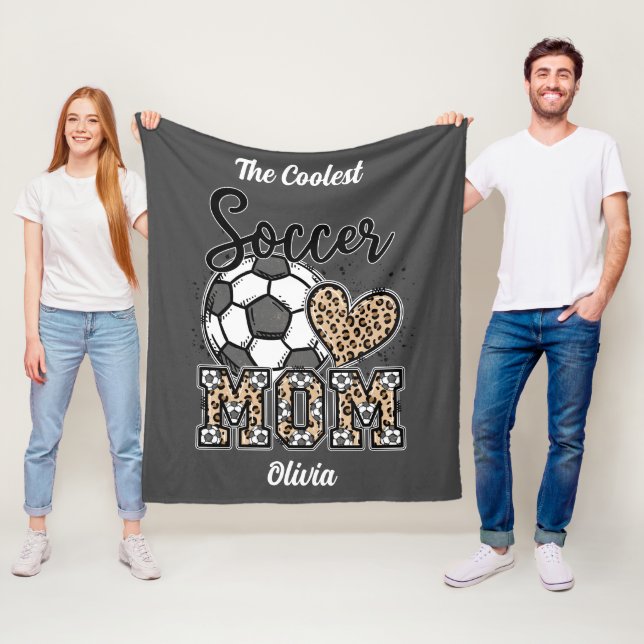 "The Coolest Soccer Mom" Custom Design Fleece Blanket (In Situ)