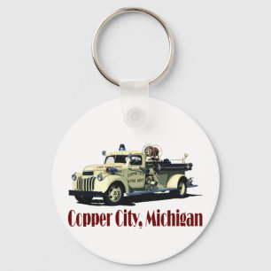 The Copper City Firetruck Keychain