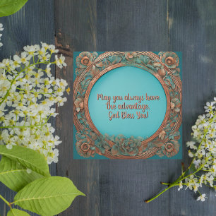 The Copper Turquoise Floral Frame Holiday Card