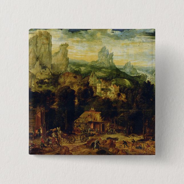 The Coppermine (oil on panel) 2 Inch Square Button (Front)