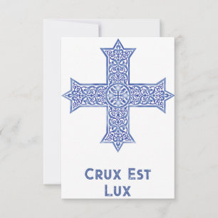 The Coptic Cross Crux Est Lux Holy Card