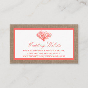 The Coral On Burlap Boho Beach Wedding Collection Enclosure Card