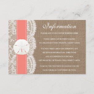 The Coral Sand Dollar Beach Wedding Collection Enclosure Card