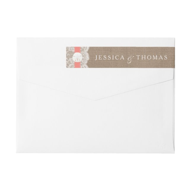 The Coral Sand Dollar Beach Wedding Collection Wrap Around Label (Back)