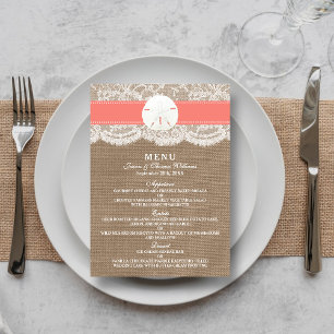 The Coral Sand Dollar Wedding Collection Menu