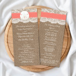 The Coral Sand Dollar Wedding Collection Programs<br><div class="desc">The coral sand dollar beach wedding collection is a stunning design featuring a lovely rustic burlap effect background with a romantic vintage white lace effect trim finished with a stunning sand dollar and coral ribbon. These programs can be personalized for your special occasion and would make the perfect template for...</div>