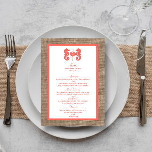 The Coral Seahorse Burlap Beach Wedding Collection Menu