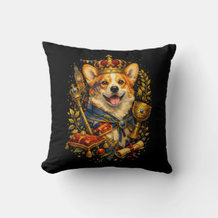 The Corgi King Throw Pillow