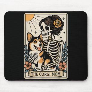 The Corgi Mom Tarot Card Skeleton Gothic Dog  Mouse Pad