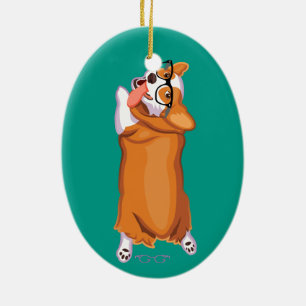 The Corgi Sploot Ceramic Ornament