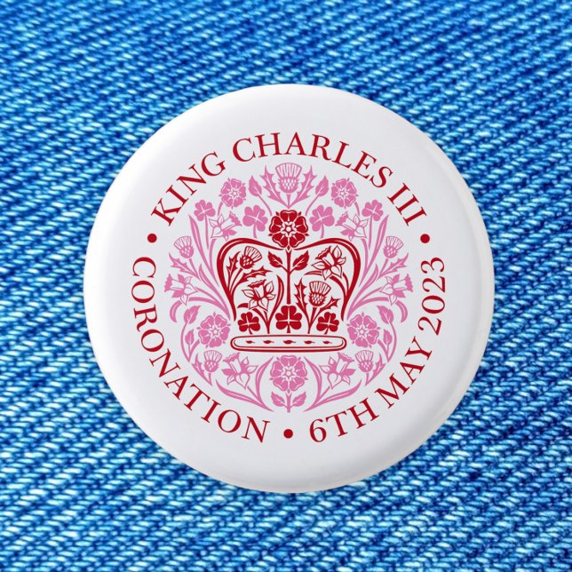 The Coronation Emblem of King Charles 2023 1 Inch Round Button (Creator Uploaded)