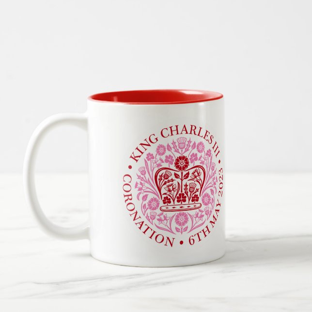 The Coronation Emblem of King Charles 2023 Two-Tone Coffee Mug (Left)