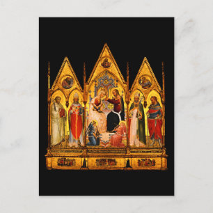 The Coronation of the Virgin and Saints Medieval  Postcard