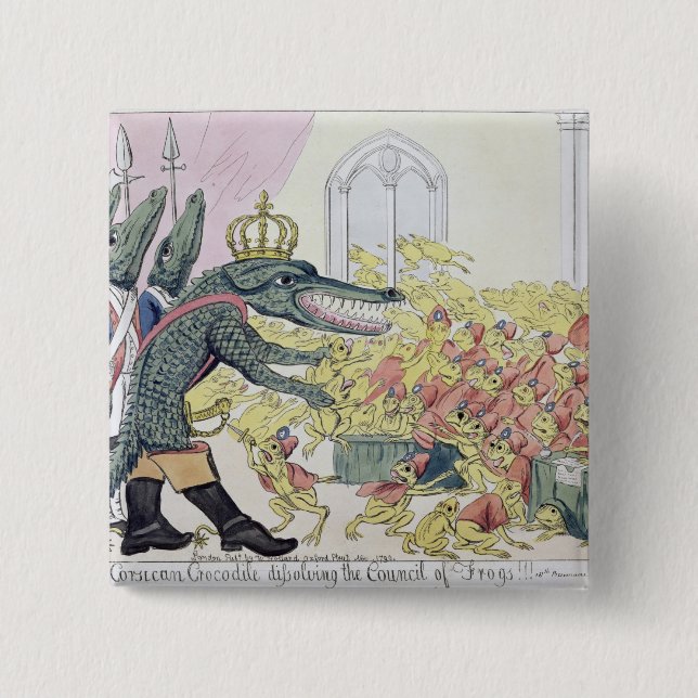 The Corsican Crocodile 2 Inch Square Button (Front)