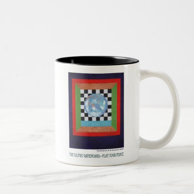 The Cosmic Gameboard--Play Your Peace Two-Tone Coffee Mug (Right)