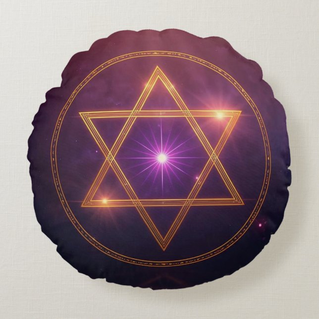 The Cosmic Star of Enlightened Balance Round Pillow (Front)