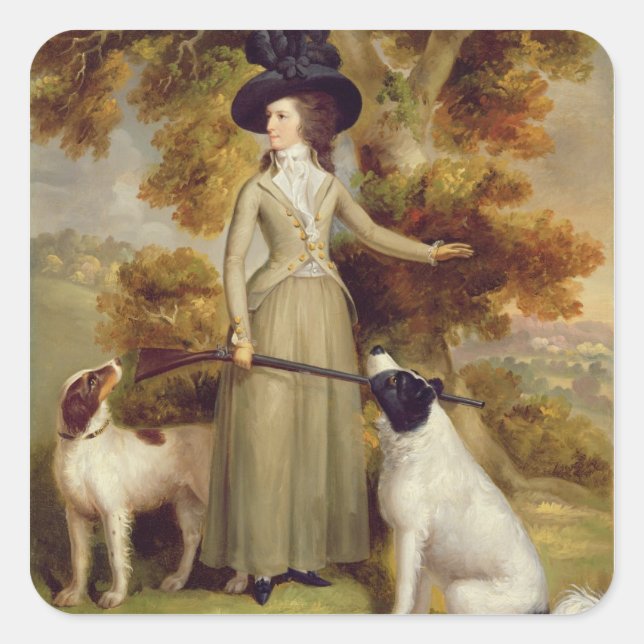 The Countess of Effingham with Gun and Shooting Do Square Sticker (Front)