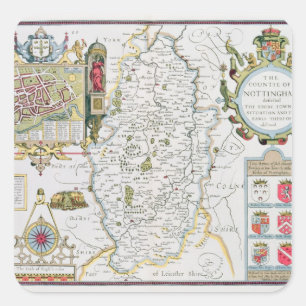 The Countie of Nottingham, engraved by Jodocus Square Sticker