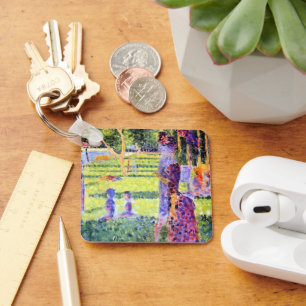 The Couple by Georges Seurat, Vintage Pointillism Keychain