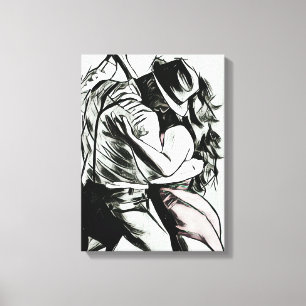 The Couple Dancing, black and white canvas print,  Print