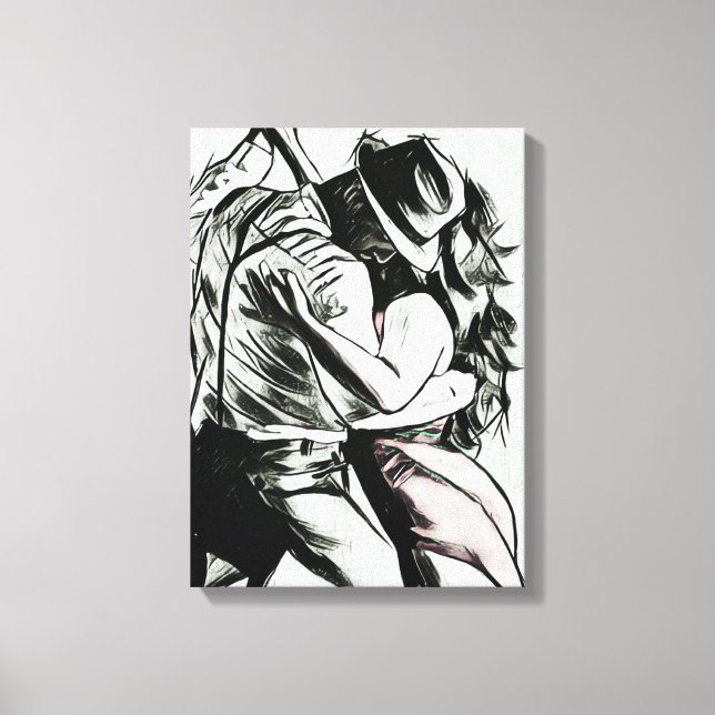 The Couple Dancing, black and white canvas print,  Print (Front)