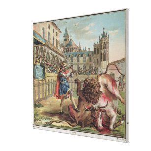 The Courage of Pepin (714-68), engraved by Jean Ba Canvas Print
