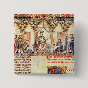 The court of Alfonso X  'the Wise' 2 Inch Square Button