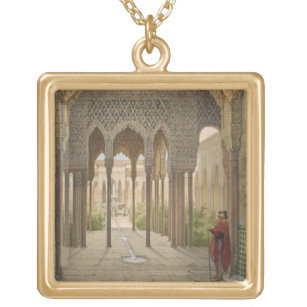 The Court of the Lions, the Alhambra, Granada, 185 Gold Plated Necklace