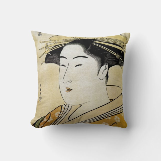 The Courtesan Hanaogi Throw Pillow (Front)