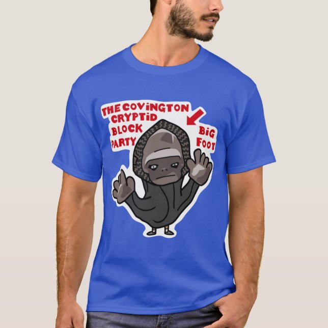 The Covington Cryptid Block Party Bigfoot T-Shirt (Front)