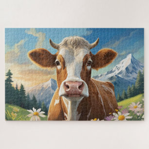 The cow in the mountains jigsaw puzzle