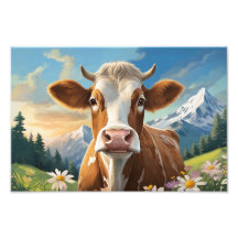 The cow in the mountains