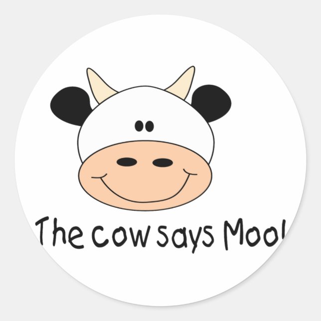 The Cow Says Moo Classic Round Sticker (Front)