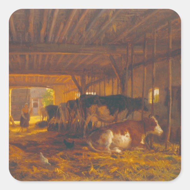 The Cow shed, 19th century Square Sticker (Front)