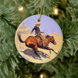 The Cowboy (by Frederic Remington) Ceramic Ornament