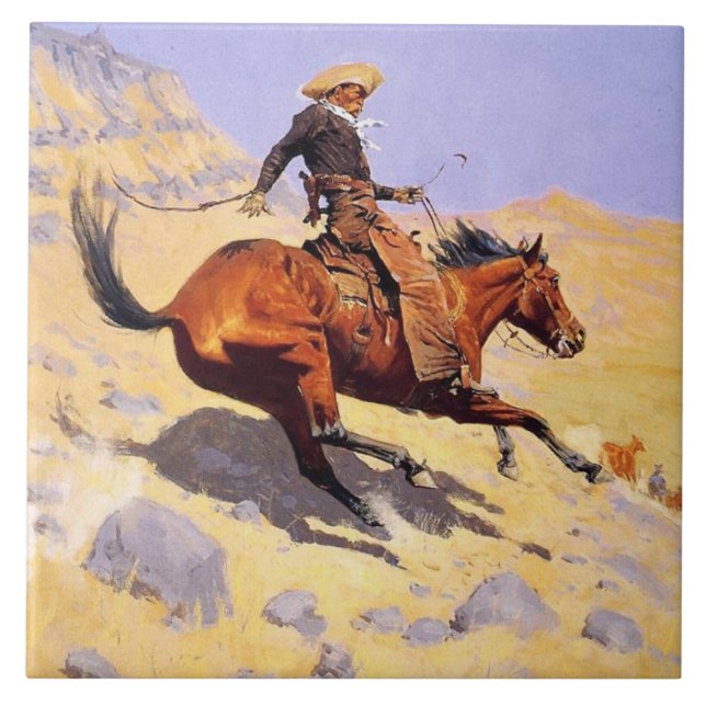 The Cowboy (by Frederic Remington) Tile (Front)