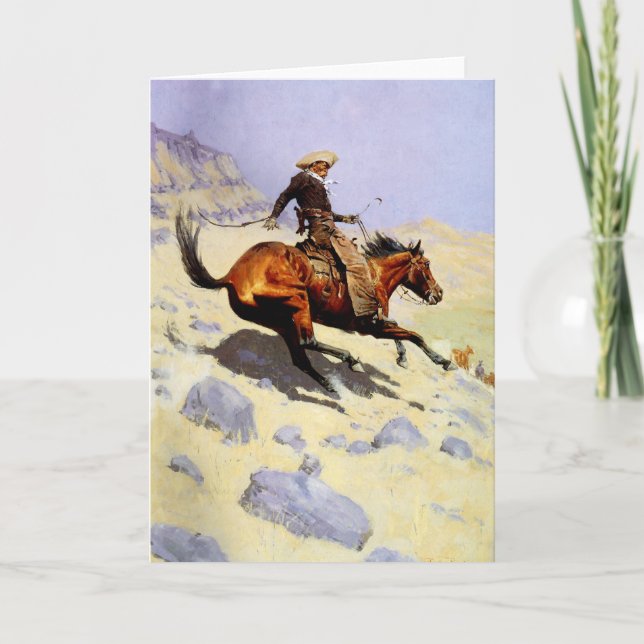 The Cowboy by Remington, Vintage Cavalry Military Card (Front)