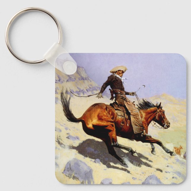 The Cowboy by Remington, Vintage Cavalry Military Keychain (Front)