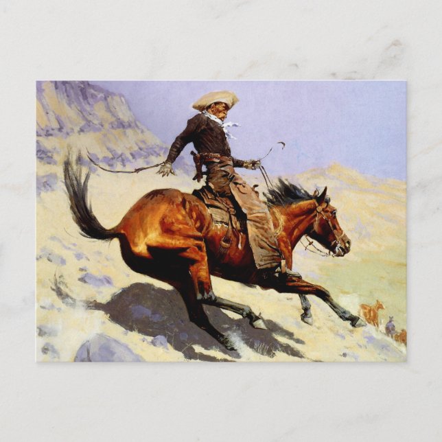 The Cowboy by Remington, Vintage Cavalry Military Postcard (Front)