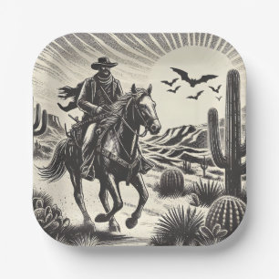 The Cowboy in Desert Paper Plate