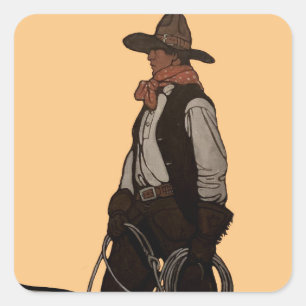 The Cowboy Magazine Cover by NC Wyeth Square Sticker