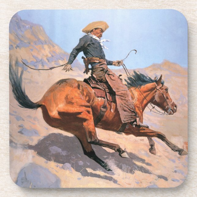 The Cowboy (oil on canvas) Coaster (Front)