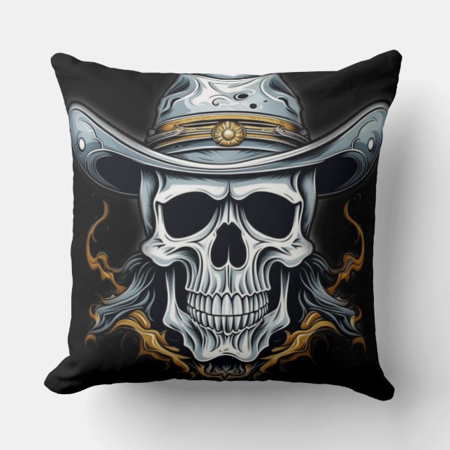 The Cowboy Skeleton Throw Pillow (Front)